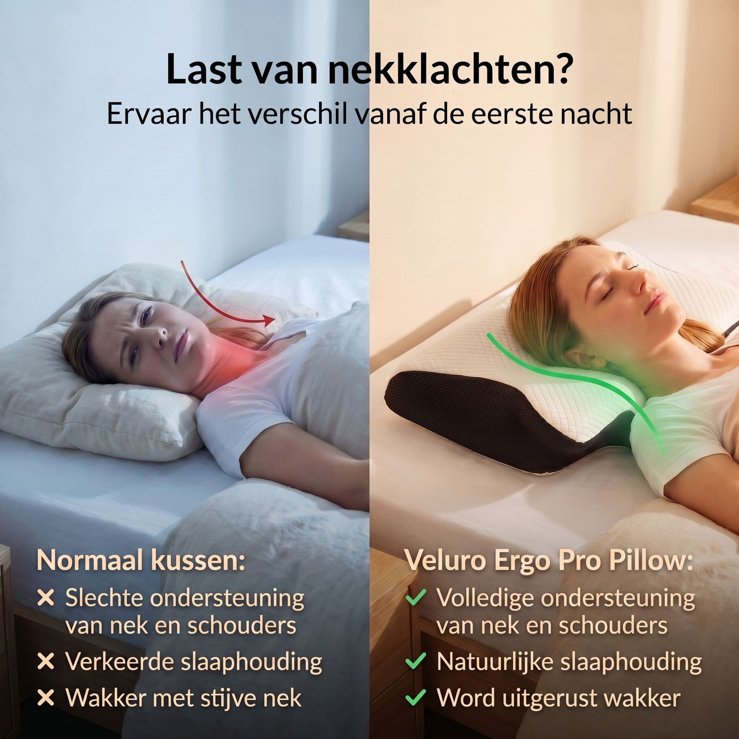 Veluro Ergo Pro Kussen - Dieper Slapen, Minder Nekklachten